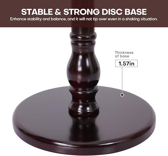 Coat Rack Tree Freestanding with Hooks, Heavy Duty Standing Wood Coat Rack with Solid Round Base, 74” Tree Shaped Coat Hanger Stand for Clothes, Hat, Jacket, Entryway Bedroom, Red Brown