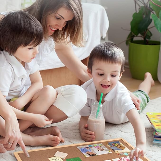 16” x 24” Cork Boards for Walls with Wooden Frame 1pack, Double Sided Office Board for Wall Organizer, Bulletins Board Decorative Hanging Pin Board for School, Home & Office, Notice Board Memo Board