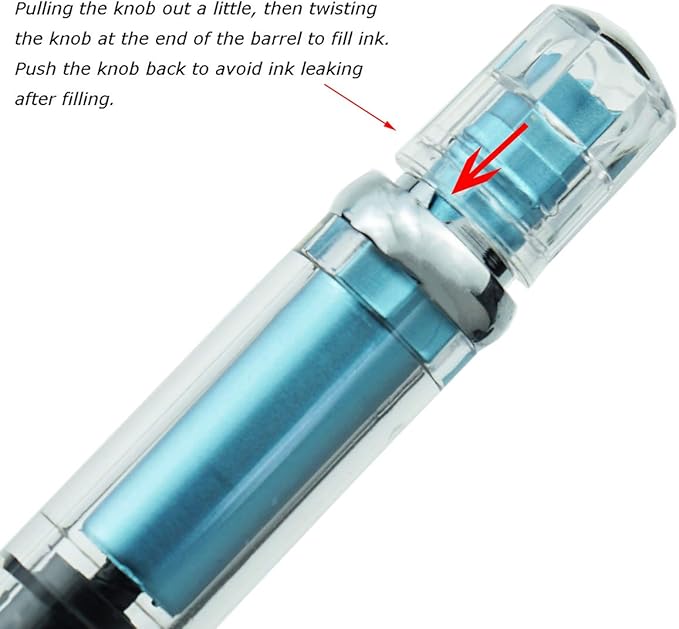 Lanxivi Yongsheng 3008 Piston Fountain Pen EF Extra Fine Nib,Transparent SilverTrim 4 Colors Set