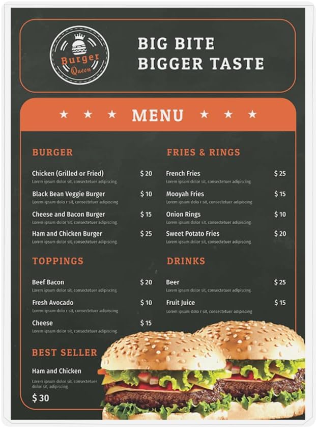 StoreSMART - Rigid Plastic Menu - 8.5" x 14" - 150-Pack - HPP812X14-MENU-150