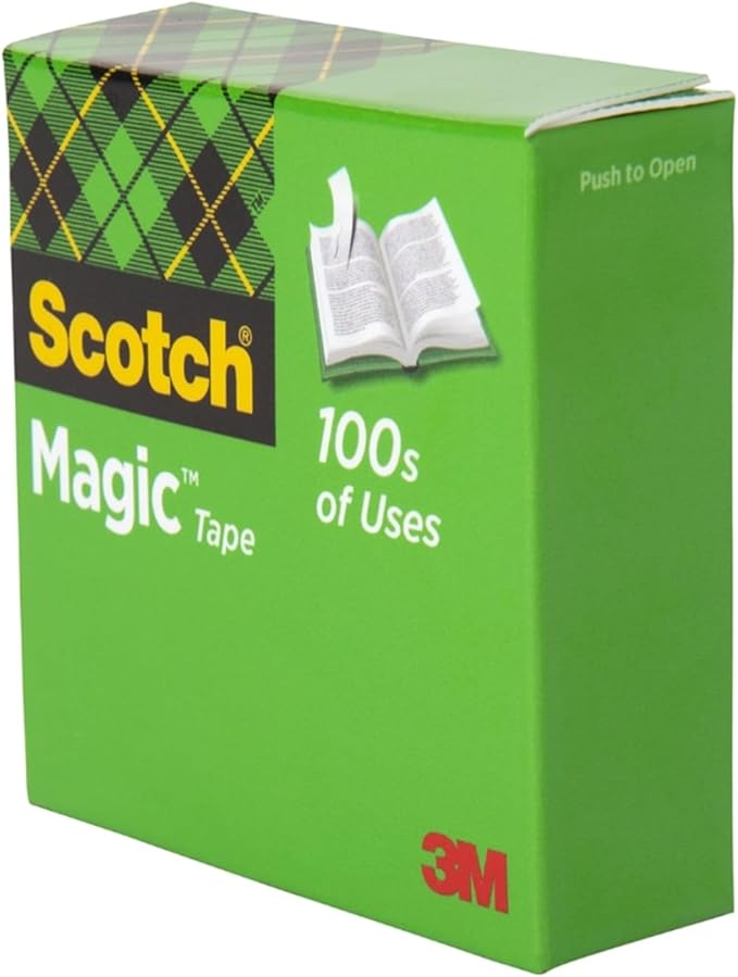 Scotch Magic Tape, 12 Rolls, Numerous Applications, Invisible, Engineered for Repairing, 3/4 x 1000 Inches, Boxed
