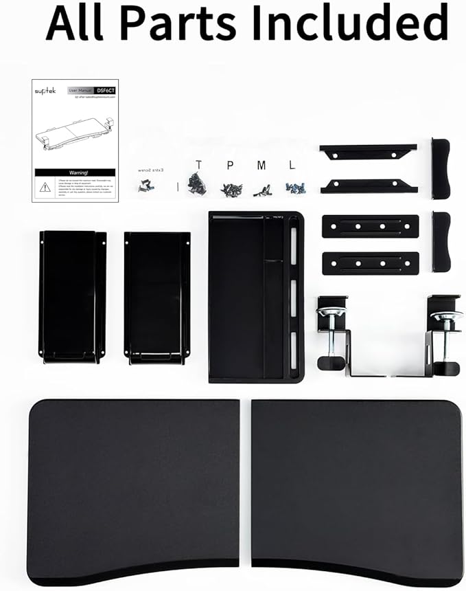 suptek Under Desk Keyboard Tray with Storage Drawer – 26.7" x 11.8" Large Workspace, Heavy-Duty C-Clamp Mount, Adjustable Height, Easy Installation – Perfect for Home Office, DSF6CT