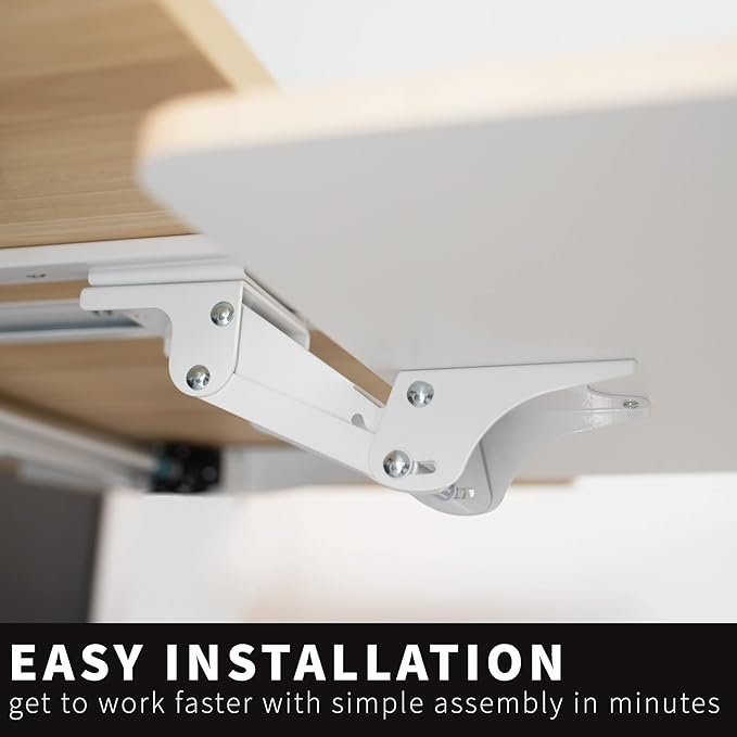 VIVO Adjustable Computer Keyboard and Mouse Platform Tray Ergonomic Under Table Desk Mount Drawer Underdesk Shelf, Light Wood, MOUNT-KB03C