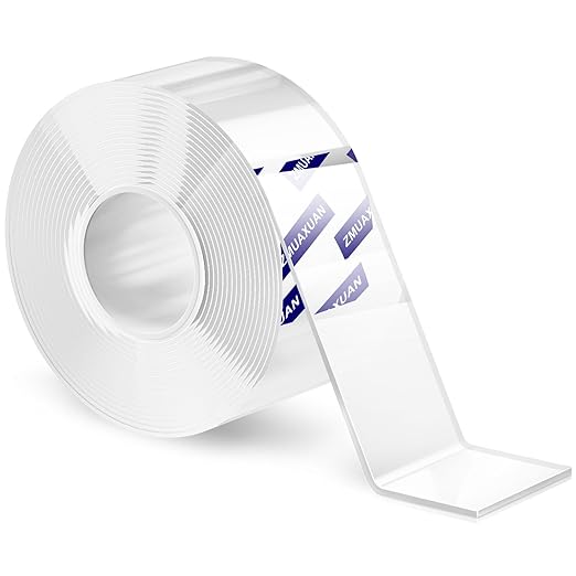 Strong Nano Double Sided Tape Heavy Duty Mounting,Clear Removable Wall Sticky Adhesive Strips,Reusable Thick Gel Grip for Hanging Picture,Poster,Carpet,Photo