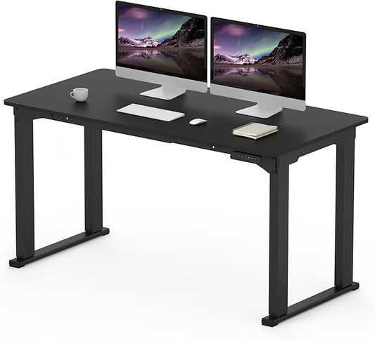 SANODESK 4-Leg Standing Desk, Electric Height Adjustable Desk with Memory Presets for Home Office, Stand up Desk Computer Workstation, 55x28 Inches Black