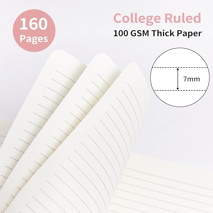 Lined Spiral Notebook College Ruled A5 Journal Book for Note Taking, 160 Pages Writing Journal for Office and Home School Supplies 5.75x8.125 inch (3pack-NavyBlue/LightGreen/Violet)