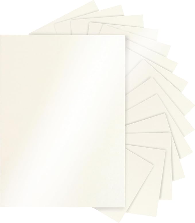 120 Sheets Cream Shimmer Cardstock 8.5 x 11 Off White Paper, 250gsm/92lb Premium Glossy Paper Card Stock for DIY Cards Making, Wedding Invitations, Anniversaries, Business Cards, Menus