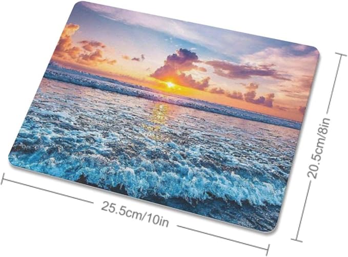 Sunset Ocean Wave Mouse Pad, Square Mousepad,Waterproof Mouse Mat Non-Slip Rubber Base MousePads for Office Home Laptop Travel, 9.5"x7.9"x0.12" Inch