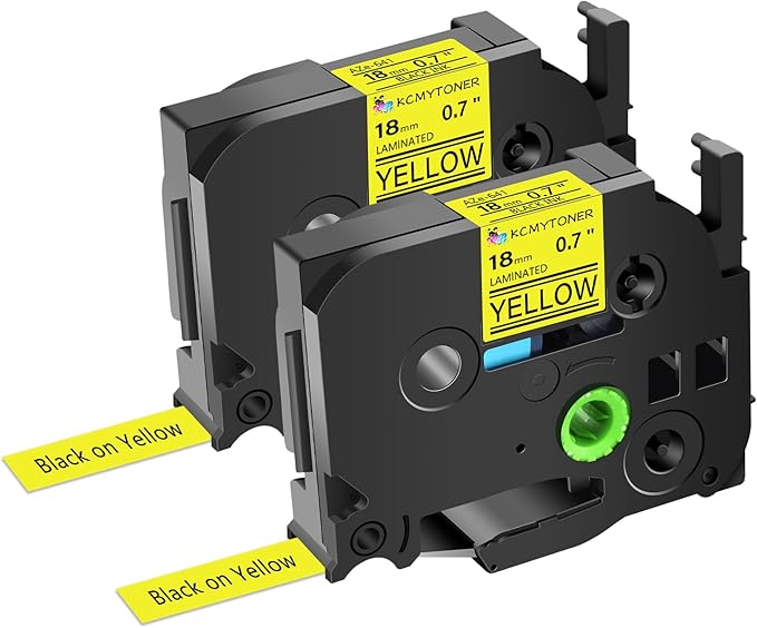 2 Pack Compatible for Ptouch TZe641 TZ641 Label Maker Tape 18mm 0.7 Inch Black on Yellow Laminated TZe-641 TZ-641 TZe TZ Label Tape for PT-D600 PT-D610BT PT-D600VP PT-P710BT PT-P750W