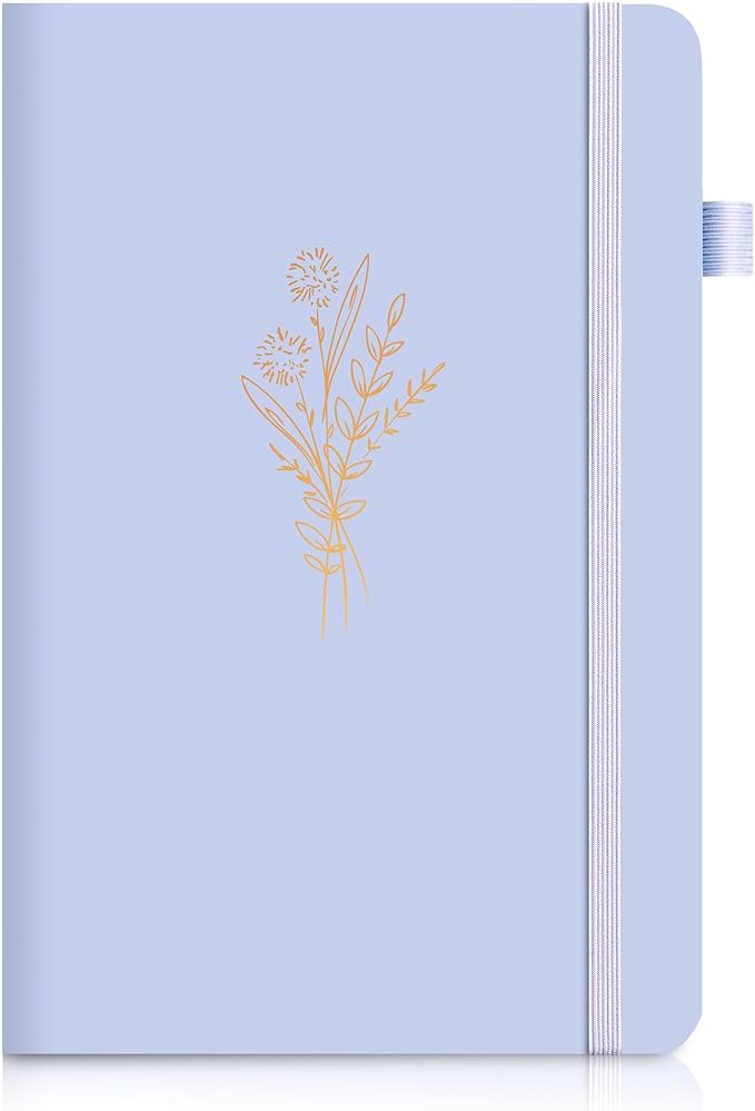 Lined Journal Notebook for Women Cute Leather Journals for Writing Aesthetic Floral Diary 192 Pages A5 Hardcover Journaling Notebooks with Pen Loop, 5.7 x 8.3 In, Purple
