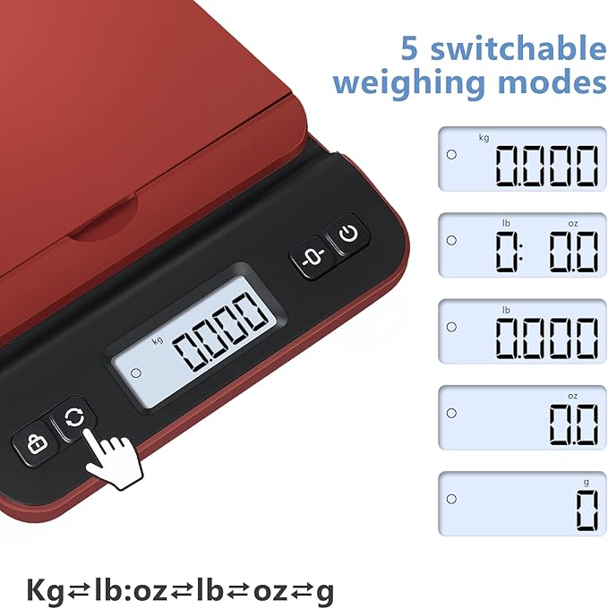 QP Shipping Scale, 86lb/0.1oz Digital Scale for Packages, Postal Scale with Hold/Tare Function, Back-lit LCD Display, Flip-up Holder, Shipping Scale for Small Business, Battery & Tape Measure Included