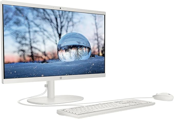 HP 21.5" FHD All-in-One Desktop Computer, Dual-Core Intel Celeron, Windows 11 Pro with Microsoft Office Home & Business Included, Snow White (Intel Celeron, 16GB RAM | 1TB Storage)