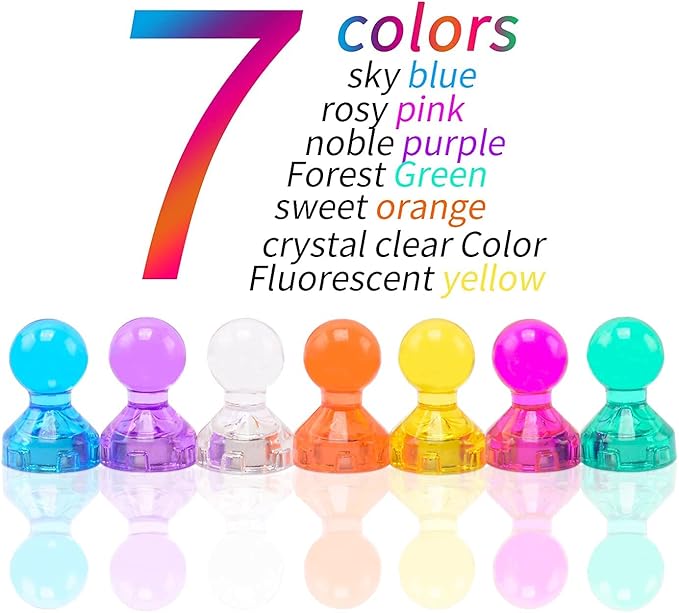 60Pcs Push Pin Magnets, Small Strong Refrigerator Magnets for Whiteboard, Funny Cute Decorative Fridge Magnet, for Locker School Classroom Calendar Kitchen Office Dry Erase Board Map Magnetic Push Pin