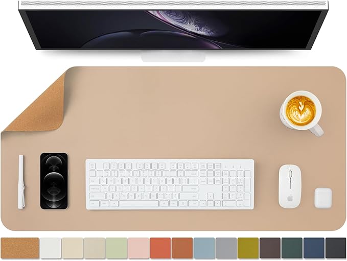 Cork Apricot Desk Mat - Dual-Sided Desk Pad for Office and Home - Desk Organization and Accessories - Ideal for Large Mouse Pad and Desk Mats on Top of Desks(36"x 17")