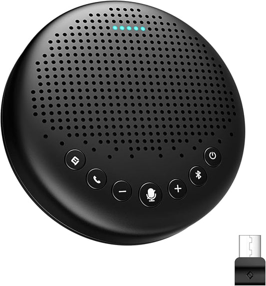EMEET Conference Speaker and Microphone Luna 360° Voice Pickup w/Noise Reduction/Mute/Indicator USB Bluetooth Speakerphone w/Dongle for 8 People Daisy Chain for 16 Compatible with Leading Software