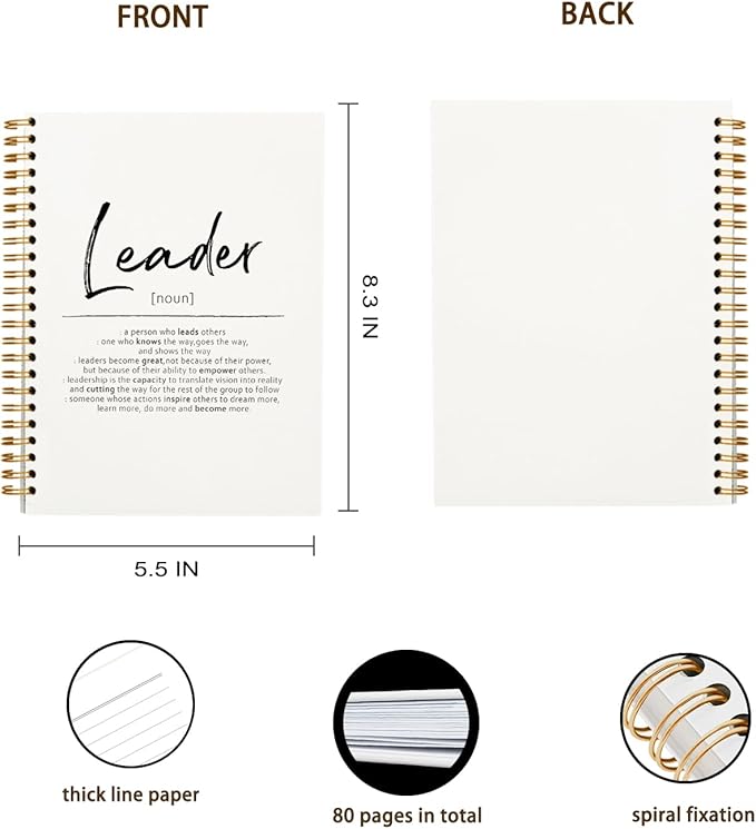 OXW Thank You Gifts for Leader, Meeting Notebook for Work, Appreciation Gift for Mentor Boss Manager, Office Supplies Leadership Gifts, White College Ruled Hardcover Spiral Notebook 5.5 x 8.3