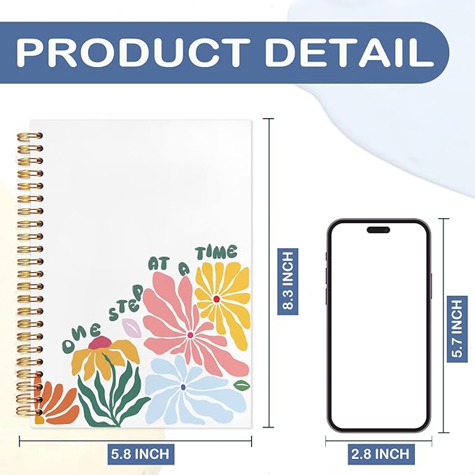 SNNDER Mental Health Inspirational Spiral Notebooks, Abstract Floral Journaling Notebook, Positivity Journals for Writing, Motivational Notebook for Note Taking, Positive Gifts for Women, 5.5x8.3 Inch