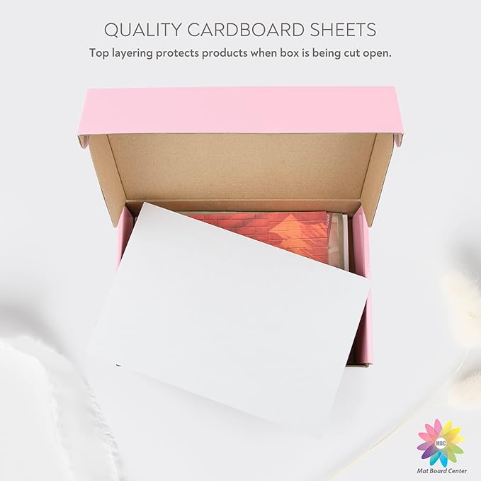 Mat Board Center, 25 pack 6x9 Corrugated Cardboard sheet, 1/8 inch thick, Flat Cardboard Inserts for Mailing, Packaging & Shipping, Cardboard Backing, Craft Card Board (White on one side)