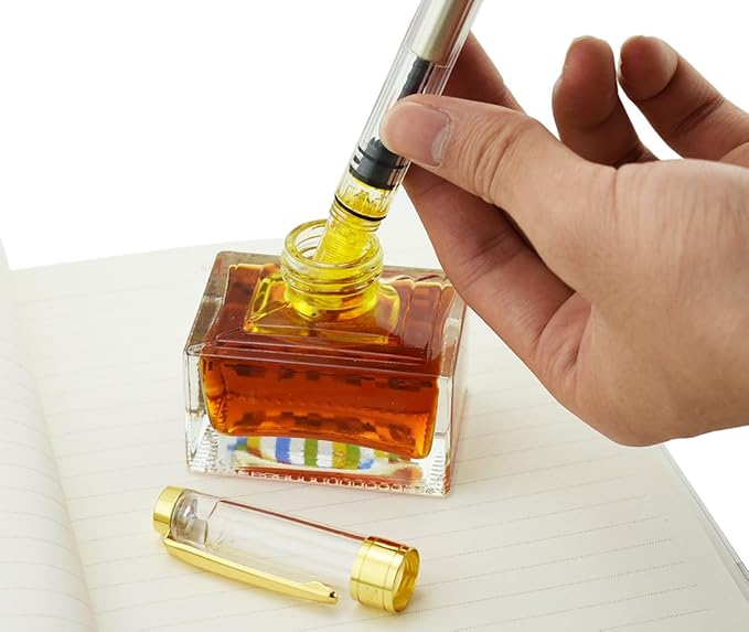 Lanxivi 4 PCS Yongsheng 3008 Piston Fountain Pen Fine Nib Transparent Diversity Color Gold Trim Set