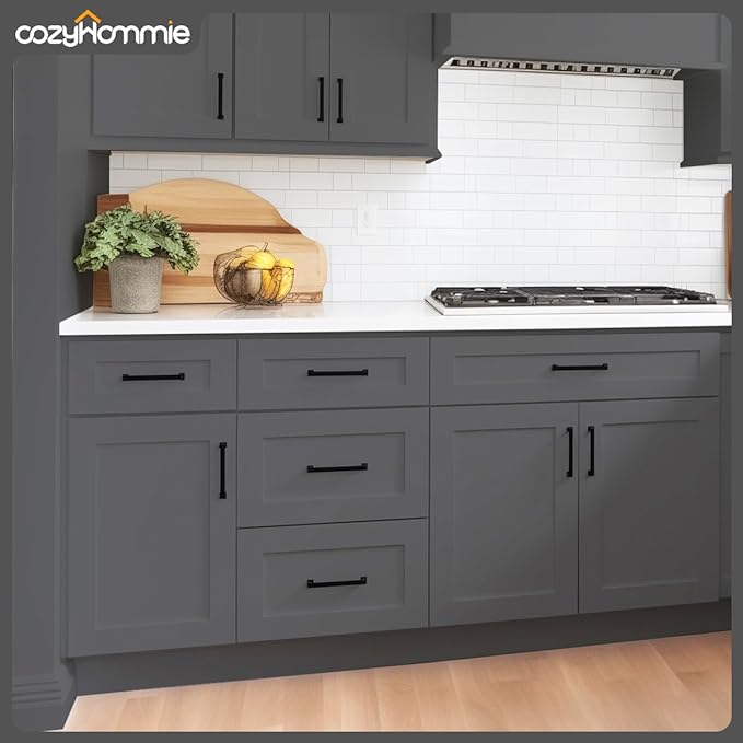 Shaker Style Pebble Grey RTA Base Drawer Cabinet by Solid Wood for Kitchen, Bathroom, Bedroom or Office with 3 Drawers and Soft Close(24" W x 24" D x 34-1/2" H)