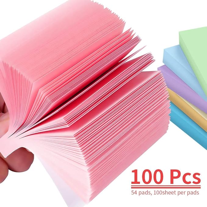 MyLifeUNIT Sticky Notes 3x3, Bulk Pack 108 Note Pads 10800 Sheets for Daily Reminder, Self-Stick Notes with 6 Assorted Colors for Office School Home Notebook Supplies