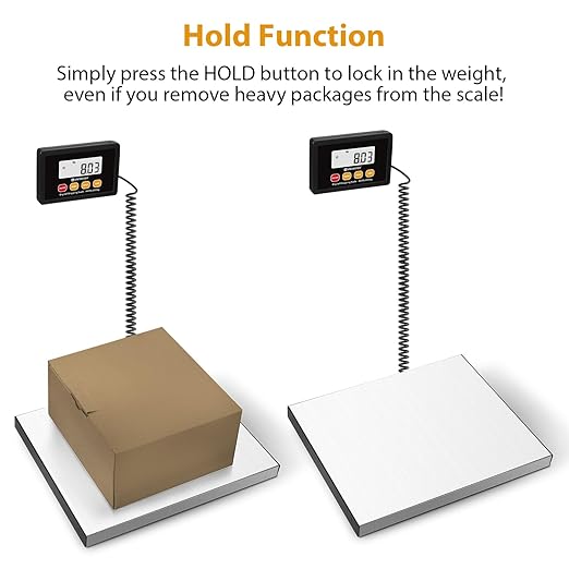 Digital Postal Scale,440lb x 10g Accuracy Shipping Scale,Stainless Steel Platforms,Heavy Duty Scale with LCD/Hold/Tare Functions,Postage Scale for Packages,Luggage Scale,Battery&USB Included