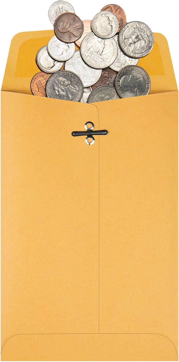 Quality Park 5 x 7-1/2 Clasp Envelopes, Clasp and Gummed Closures for Storing and Mailing, 28 lb Kraft Paper, 100 per Box (QUA37835)