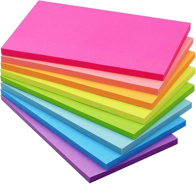 Winner Aura Sticky Notes 3x5 inch Bright Colors Self-Stick Pads 8 Packs 400 Sheets