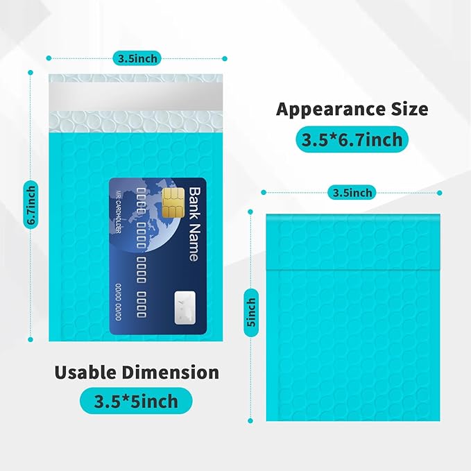Bubble Mailers 3.5x5 inch 40Pack Teal Bubble Mailers Self-Seal Padded Mailing Envelopes Bubble Opaque Padded Mailer for Small Businesses to Package and Mail Jewelry Cosmetics#0000