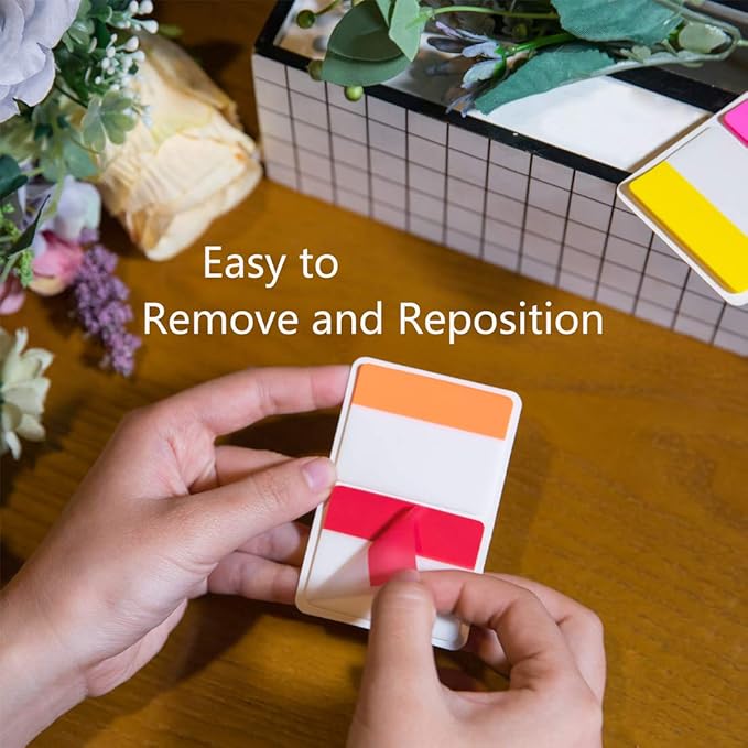 KICNIC File Index Tabs 1 Inch Sticky Flags 480 Pcs, Colored Page Markers Self Adhesive, Repositionable Note Tabs for Documents, Books, Paper, Notebooks, Filing and Folders [24 Sets, 10 Colors]