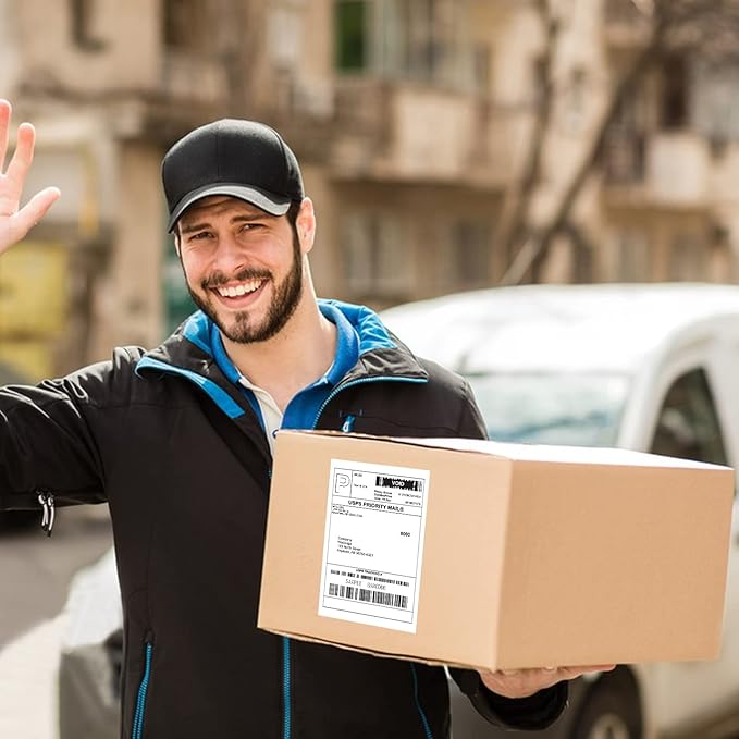 MFLABEL 6 Stacks Fanfold 4" x 6" Direct Thermal Labels White Perforated Shipping Label(2,000 Labels per Stack) (6 Stacks)