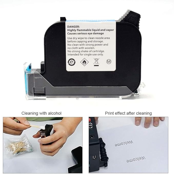 TOAUTO Original Portable Ink Cartridge Quick-Dry Replacement 42ml Ink Cartridge for Handheld Inkjet Printer Coding Machine（Black）