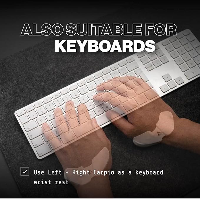 DELTAHUB Carpio 2.0 - Right-Handed Truly Ergonomic Wrist Rest for Mouse, Carpal Tunnel Support, Pain Relief, Anti-Fatigue, Easy Glide, Sleek, Office Computer, Laptop, Gaming - Small, Black