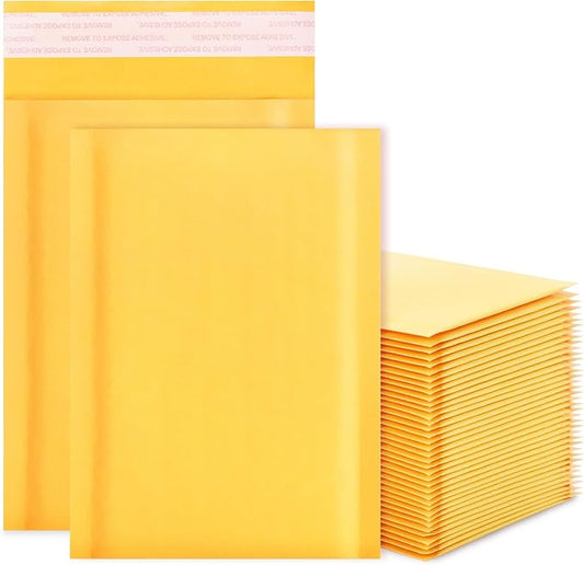Kraft Bubble Mailers 4x7inch 50Pack Yellow Self-Seal Padded Envelopes Bubble Opaque Padded Mailers Shipping Bags for Small Businesses to Package and Mail Jewelry Cosmetics, Electronic Products, Cards
