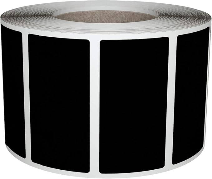 Rectangular Color Coding Sticker Roll - Write On Labels for Folders, Organizing & More, 1.57" x 0.75" Stickers to Write On Name Tags for Office Supplies & Organization, 500-Pack (Black) by Royal Green