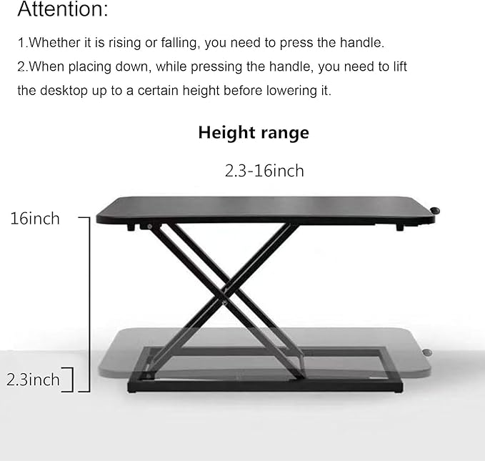Standing Desk Converter Height Adjustable, Stand up Desk Riser, Easy Lift Height Converter Computer Workstations Home Office Study Room Portable Small Table Black Size 23.6 Inch C