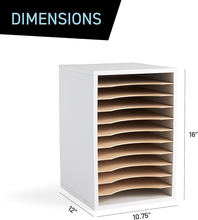 Safco Products Vertical Desktop Sorter, 11 Compartment, White