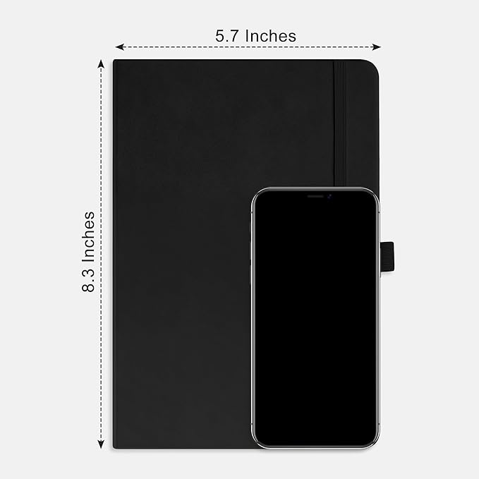 RETTACY Blank Journal Notebook, 2-Pack, 192 Pages per Pack, A5 Medium Size (5.7'' x 8.3''), Leather Hardcover, 100 GSM Thick Paper, for Sketching, Drawing, Painting (Black & Black)