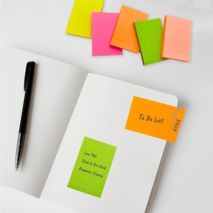Full Adhesive Sticky Notes 3 x 2 in, Bright Colors, Colorful Small Sticky Notes Full Adhesive Back Self-Stick Note Pads for Office, School Supplies, 80 Sheets/Color, 5 Colors/Pack, 400 Sheets Total