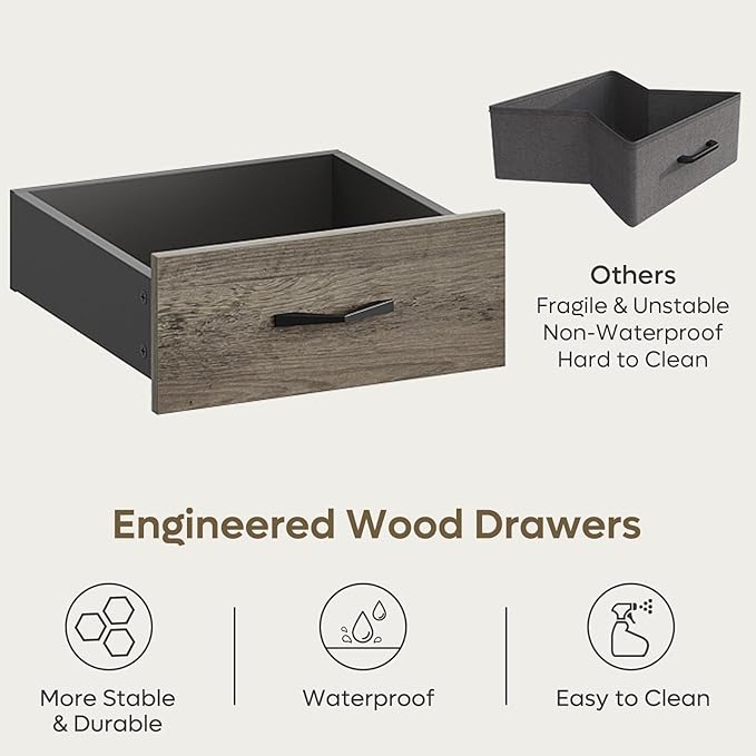 Bestier 59” Executive Desk with 2 Drawers, Computer Desk with Storage Cabinet, Industrial Wood Desk with File Drawer, Keyboard Tray & 2 Pedestals for Home Office & Studio, Gray