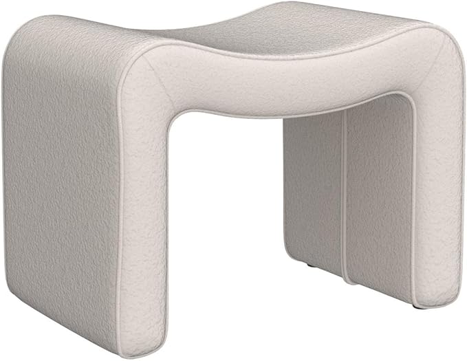Large Footstool Ottoman, Multi-Functional Modern Foot Stool, Sofa Footrest Extra Seating for Living Room, Entryway, Hallways and Bedrooms, Large, White