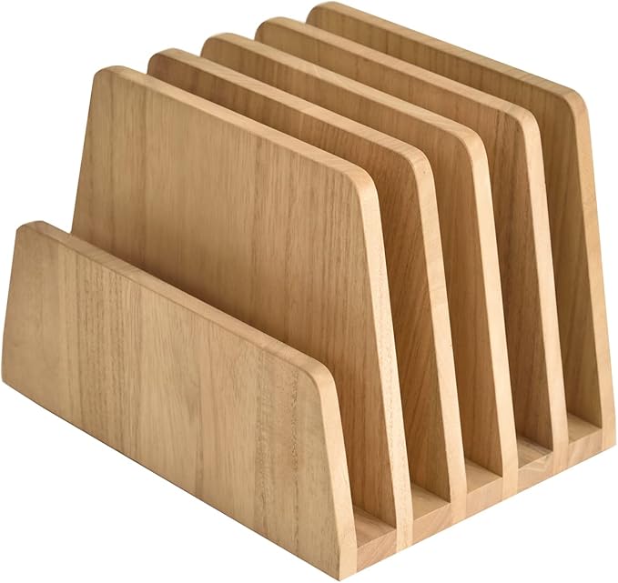KIRIGEN Desktop File Document Holder Stand 5 Slots Mail Paper Organizer Desk Sorter Holder for File Document Organizer Stand for Home Office (5KWJJ-NA)