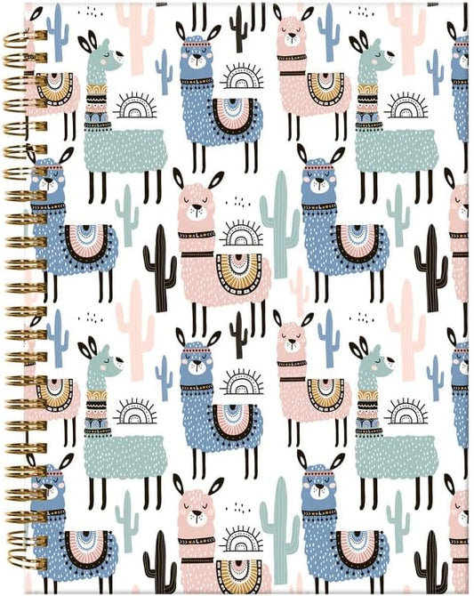 Spiral Journal Notebook,A5 Hardcover Lined Journals for Women Girl 6 x 8.3 in,120 Pages Thick Paper,Cute College Ruled Writing Notebook for Gifts Office Work School(Cute Llamas)