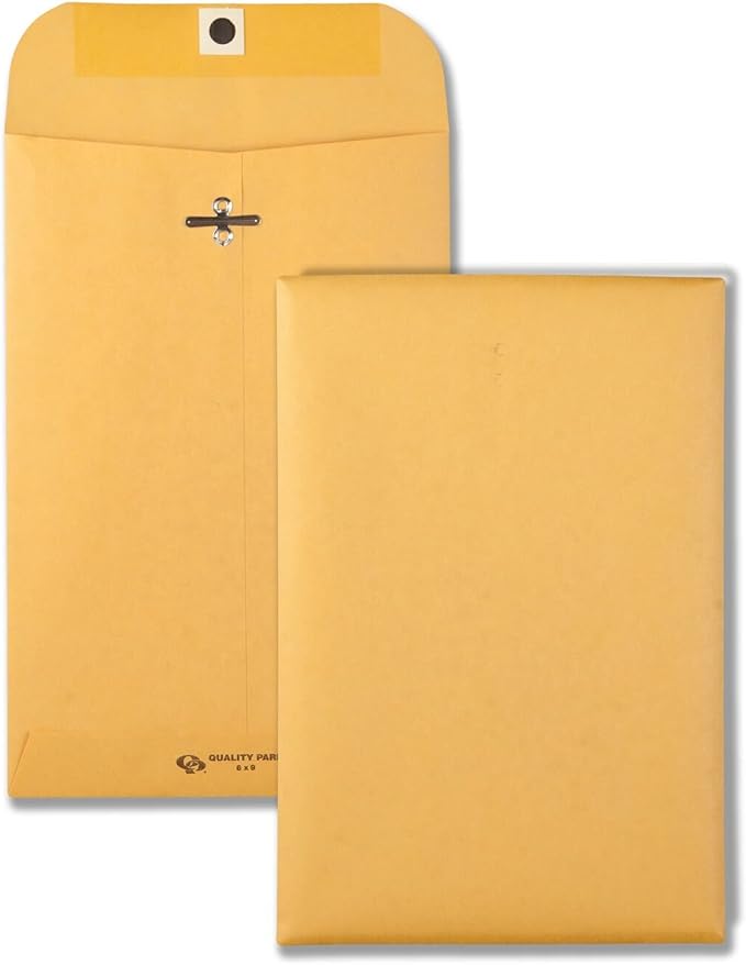 Quality Park 12 x 15-1/2 Clasp Envelopes, Clasp and Gummed Closures, for Oversized Papers & 6 x 9 Clasp Envelopes, Clasp and Gummed Closures for Storing or Mailing