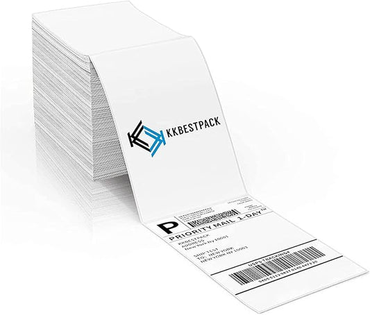 KKBESTPACK Fan Fold 4”x 6”Direct Thermal Shipping Labels (4000 Labels), (FF-LB)
