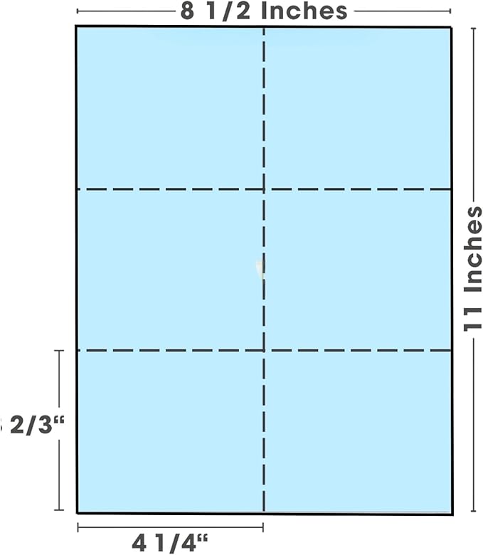 Limited Papers (TM) 8.5x11 Perforated Paper, 20/50 Pound, 75 GSM, Variety of Perforation Sizes and Colors, for Forms, Tickets, Postcards, Business Cards. (Canary, 6 up)