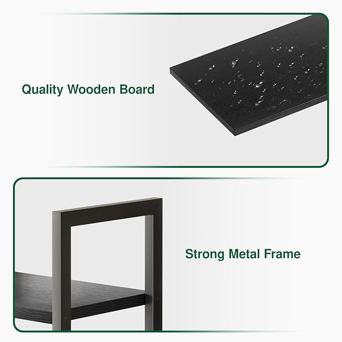 OTK Triple Column 5 Tier Bookshelf, Large Bookcase with 14 Open Display Shelves, Adjustable Industrial Book Shelf with Baffles, Wide Bookshelves for Bedroom, Living Room and Home Office, Black