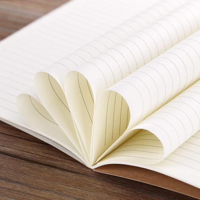 Large College Ruled Notebook Journals Bulk with Thick Lined Paper, 60 Pages, 8.5x11 inch, Composition Diary Subject Notebooks Planner for Travelers Students Office, Kraft Journal Set, 12 Pack