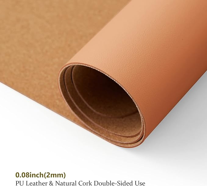 Cork Desk Mat - Dual-Sided Desk Pad for Office and Home - Desk Organization and Accessories - Ideal for Large Mouse Pad and Desk Mats on Top of Desks(Brown,27.6"x 13.8")