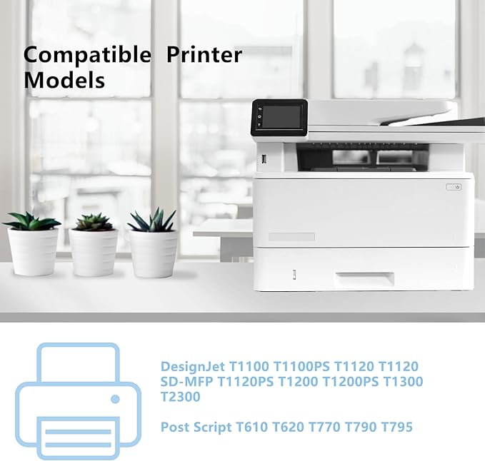 High Yield 72 Ink Cartridges C9403A C9370A C9371A C9372A C9373A C9374A Replacement for HP 72 Ink Cartridges for T770 T790 T795 T610 T620 T1100 T1120 T1200 T1300 T2300 Printers Ink(6 Pack, 130ML)
